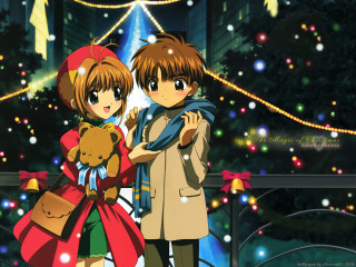 Couple standing christmas tree lights - a teddy bear free wallpaper for desktop