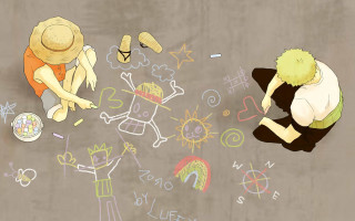 Boy girl sitting ground chalk - chalk art free wallpaper
