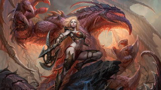 Woman sword dragon back adventure 2 - a sword and a dragon free wallpaper
