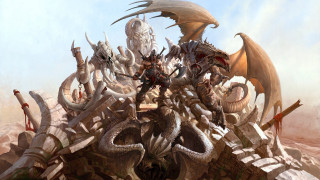 Giant dragon horns back pile - creature free wallpaper