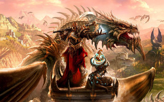 Woman dragon statue fantasy city - nearby free wallpaper