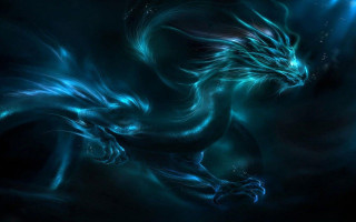 Blue dragon glowing wings dark - the dark night sky free wallpaper