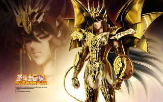 Gold figure sword wings chest - colored free wallpaper
