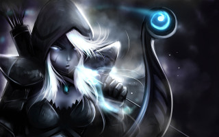 Woman bow glowing orb blue - orb free wallpaper