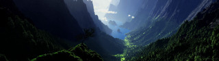 Mountain valley river forest nature - a forest below free wallpaper