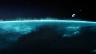Earth space bright green light - a distant star in the distance free wallpaper