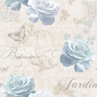 Blue rose butterfly pattern white - paper texture free wallpaper