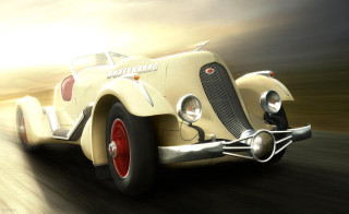Vintage car driving road sky 2 - anton graff free wallpaper