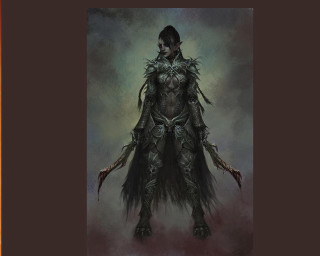 Fantasy demon character sword outfit - epic fantasy character art free wallpaper