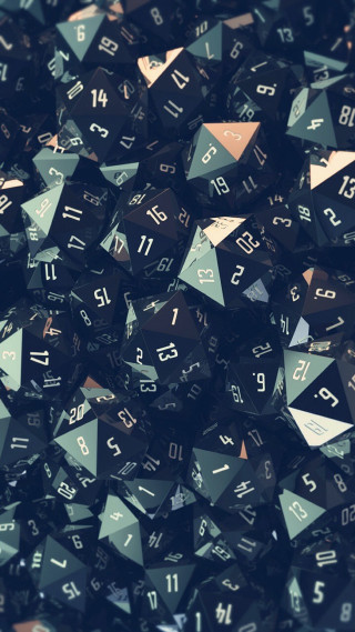 Black silver dice numbers pile - generative art free wallpaper