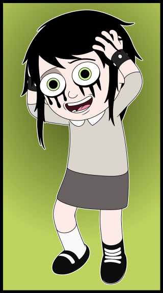 Girl greeneyes blackhair whiteShirt blackshoes - green eye free wallpaper