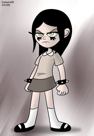 Cartoon girl sad look hand - a gray background free wallpaper