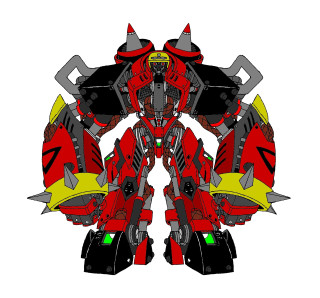 Red yellow robot black helmet - mecha free wallpaper