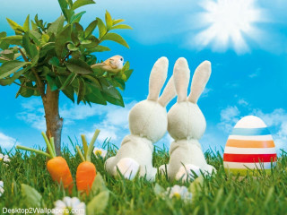 Stuffed rabbits grass tree egg - the grass next free wallpaper