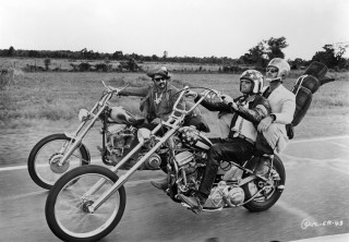 Couple motorcycle ride road sky - kitsch movement free wallpaper