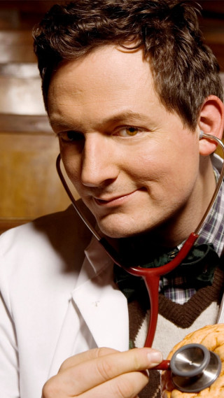 Man stethoscope pastry smiling camera - neoplasticism free wallpaper