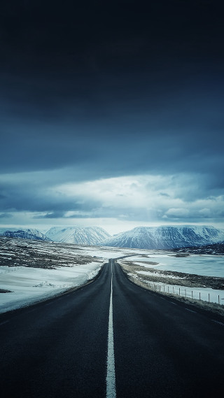 Long road clouds snow mountains - a long road free wallpaper