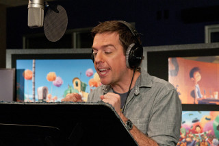Man headphones microphone cartoon background - alan sutherland free wallpaper