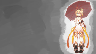 Woman red umbrella gray black - a white background behind her free wallpaper