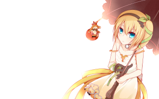 Woman umbrella cat shoulder standing - a storybook illustration free wallpaper