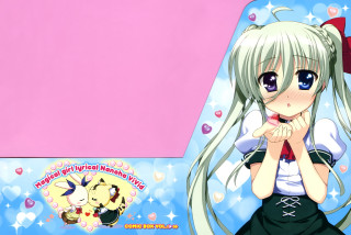 Anime girl long white hair 2 - pink free wallpaper for desktop