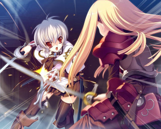 Anime characters swords blue background 4 - sword free wallpaper