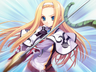 Woman blonde hair sword green - hint of yayoi kasuma free wallpaper