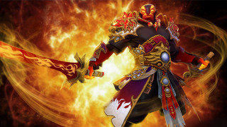 Man costume sword fire flames - dai jin free wallpaper