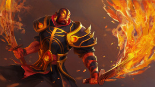 Man sword fireball dark background - du jin free wallpaper