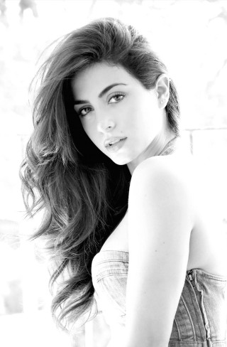 Woman long hair posing black 2 - free portrait wallpaper