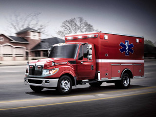 Red ambulance hyperrealism digital rendering - anne rigney free wallpaper