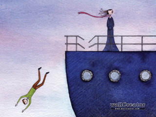 Woman boat man falling person - elaine duillo free wallpaper