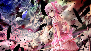 Girl pink dress bow knife - a pink dress holding free wallpaper