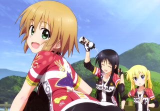 Anime girls mountain range trees - a group of anime girls free wallpaper