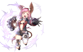 Pink haired woman gun circular - a black outfit holding free wallpaper