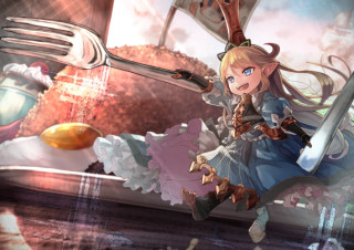 Woman armor food blonde elf - a bowl free wallpaper