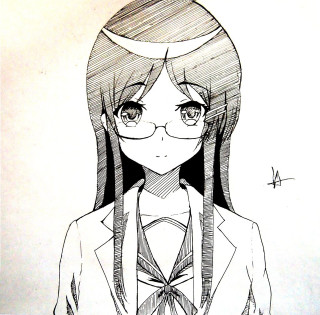 Girl glasses bow tie head - free portrait wallpaper