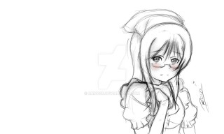 Girl glasses ponytail drawing art - a drawing of a girl free wallpaper