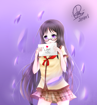 Girl holding sign i love - anime art free wallpaper