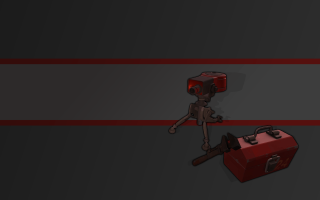 Red suitcase red robot concept - a red handle free wallpaper