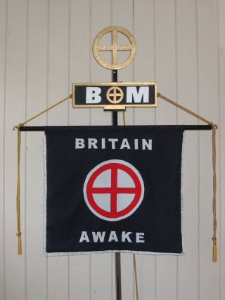 Sign hanging pole flag bomb - logo free wallpaper