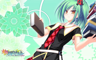 Blue haired girl flower book - blue hair holding free wallpaper