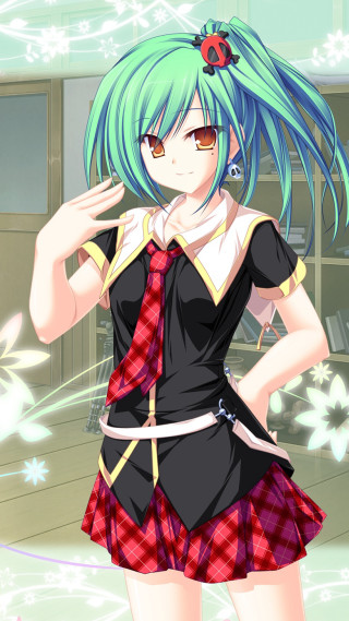 Blue hair girl school uniform - a red tie free wallpaper