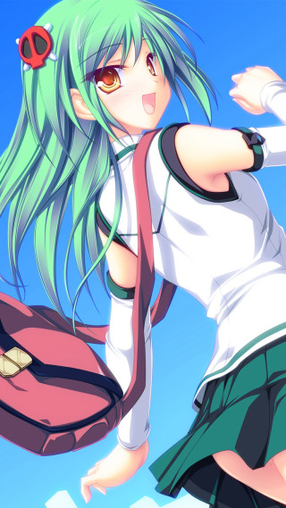 Girl green hair flying arms - her eye free wallpaper