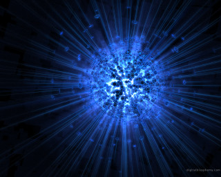 Blue light burst black background - the middle free wallpaper
