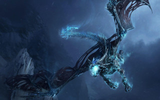 Dragon blue lights flying dark - dragon art free wallpaper