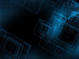 Blue background lines black background - a wireframe diagram free wallpaper