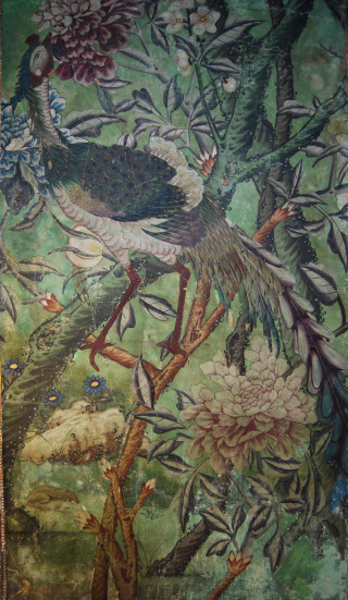 Bird tree branch flowers leaves - side and a bird free wallpaper
