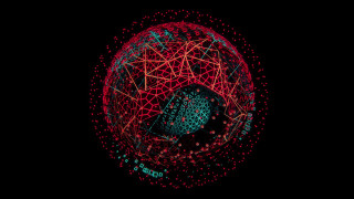 Sphere lines dots black background - buckminster fuller free wallpaper