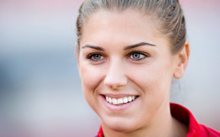 Woman red shirt white smile - florence engelbach free wallpaper